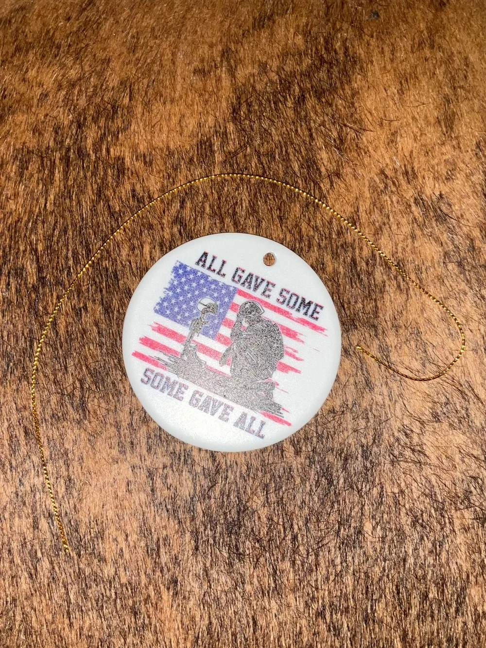 Patriotic 'All Gave Some, Some Gave All' White Ornament